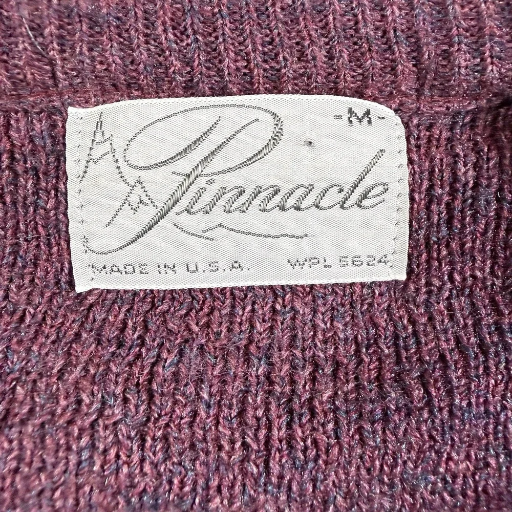 Vintage Pinnacle Mens M Argyle V Neck Sweater Purple Knit Grandpa Core USA Made